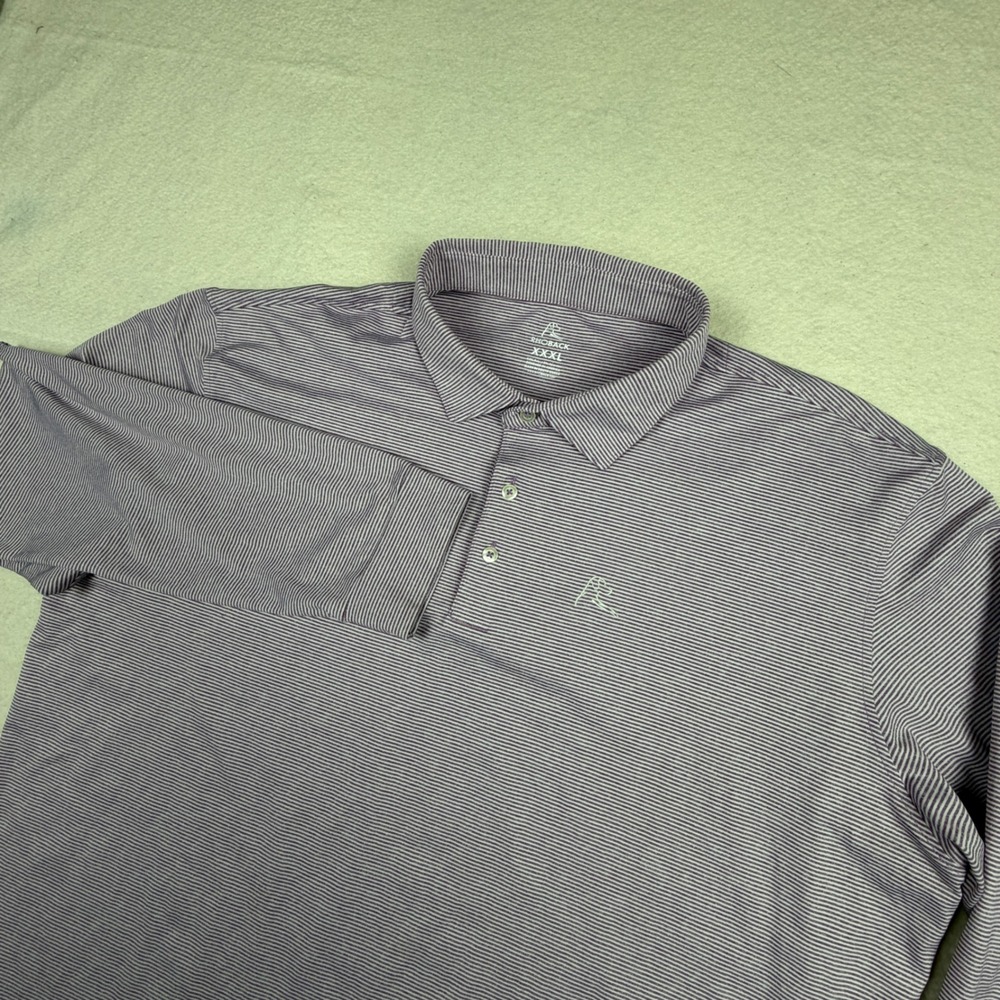 Rhoback Performance Long Sleeve Polo Shirt Purple White Stripe Mens XXXL 3XL